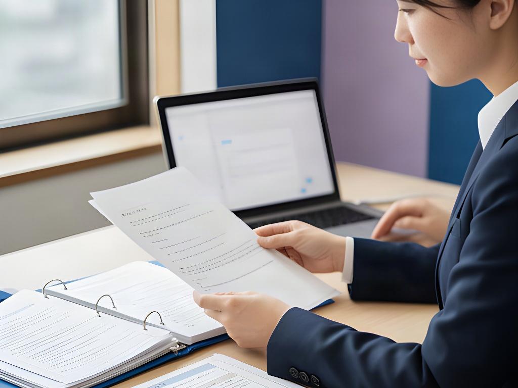 問い合わせ内容と参照資料を確認する担当者